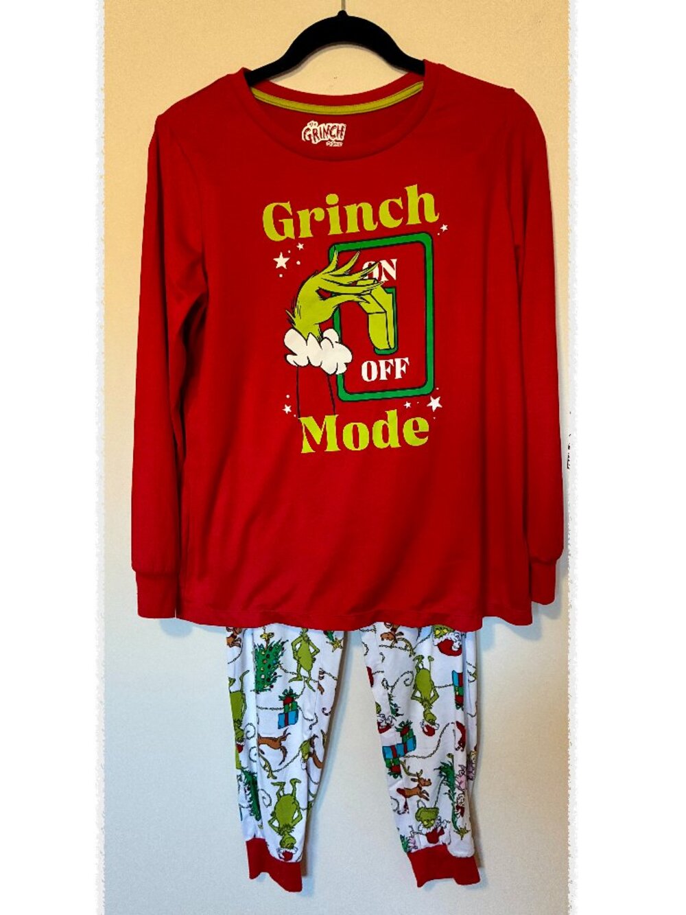 Dr. Seuss Grinch Women's Matching Family Pajamas 2-Pc Top/Pants Set | Sz Small